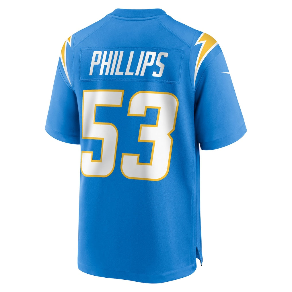 Punc LA.Chargers #53 Del'Shawn Phillips Powder Blue Team Game Jersey