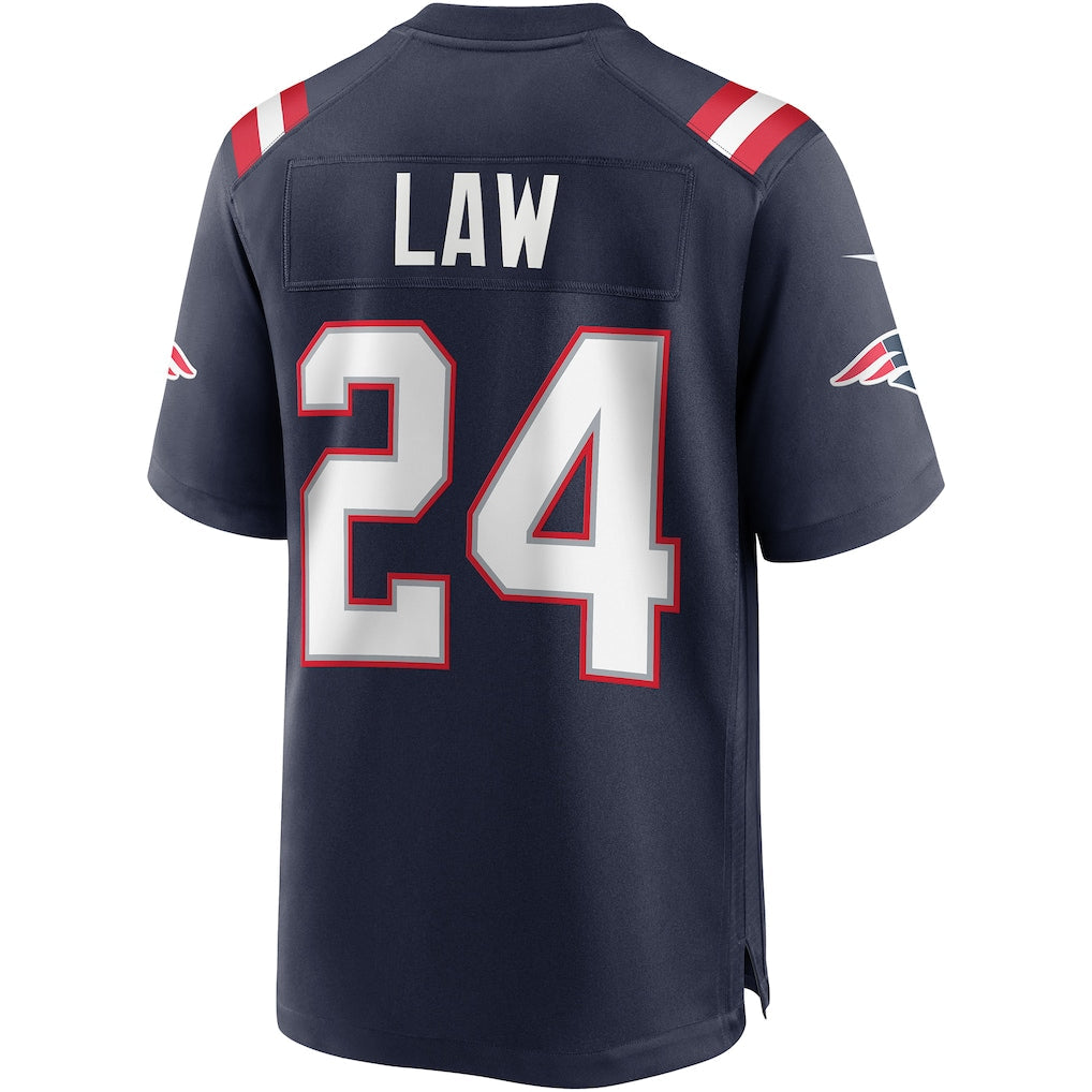 Punc NE.Patriots #24 Ty Law Navy Game Retired Player Jersey