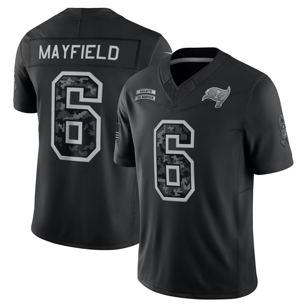 Punc TB.Buccaneers #6 Baker Mayfield Player Black Limited 2026 Salute to Service Home Game Stitched Jerseys