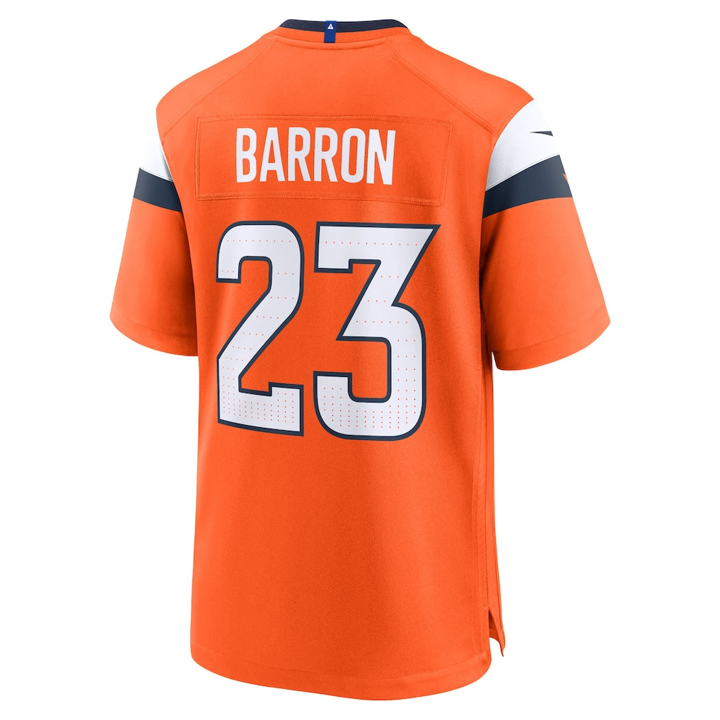 Punc D.Broncos #23 Jahdae Barron Orange 2025 NFL Draft First Round Pick Game Jersey