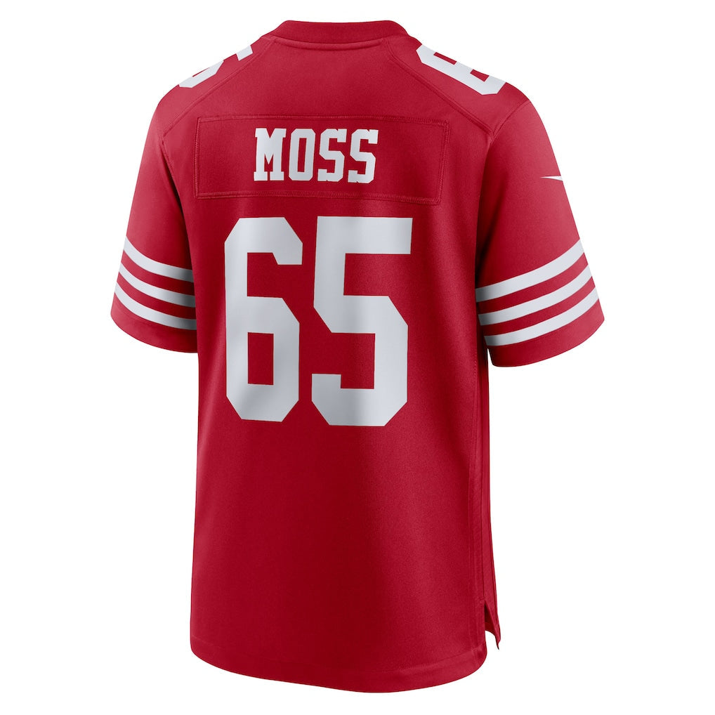 Punc SF.49ers #65 Drew Moss Scarlet Team Game Jersey