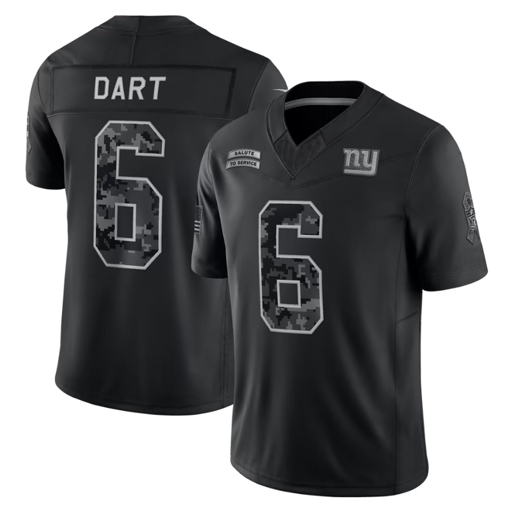 Punc NY.Giants #6 Jaxson Dart Player Black Limited 2026 Salute to Service Home Game Stitched Jerseys