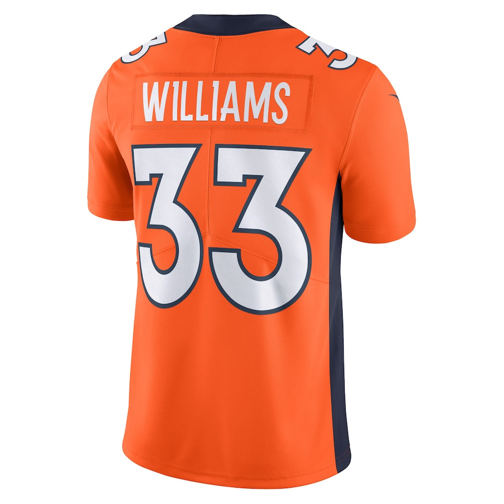 Punc D.Broncos #33 Javonte Williams Orange Vapor Untouchable Limited Jersey