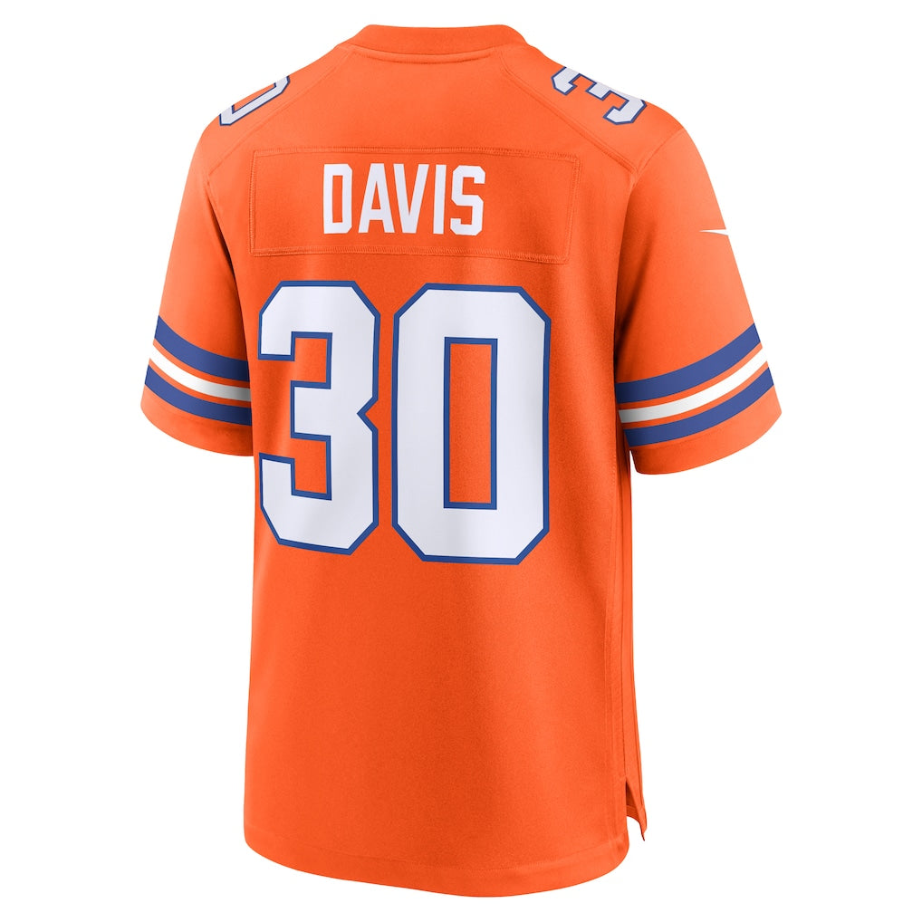 Punc D.Broncos #30 Terrell Davis Orange Retired Player Alternate Game Jersey