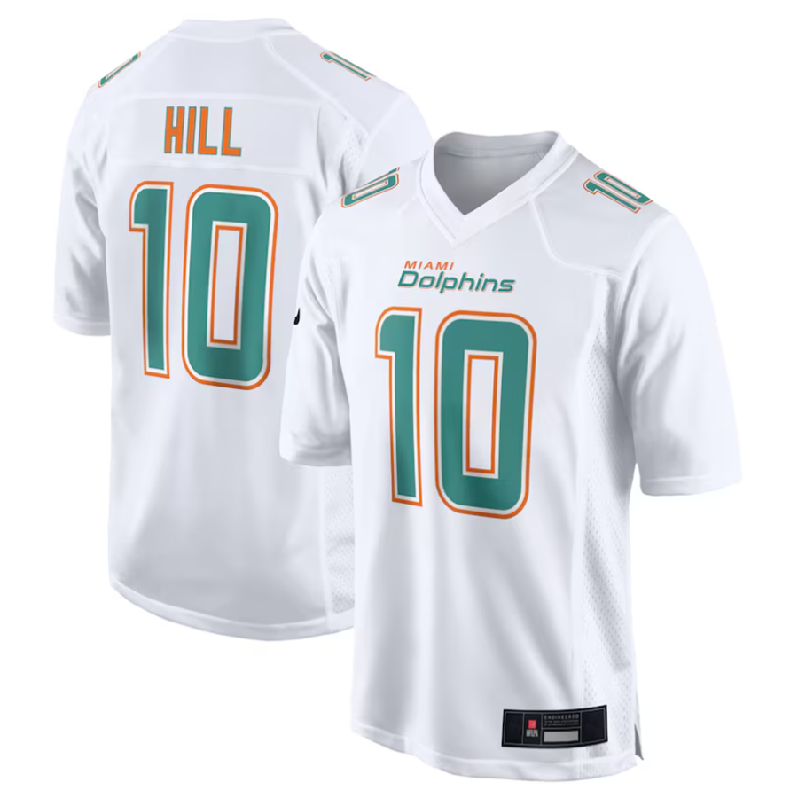 Punc #10 Tyreek Hill Player M.Dolphins White Fashion Game Stitched Jerseys