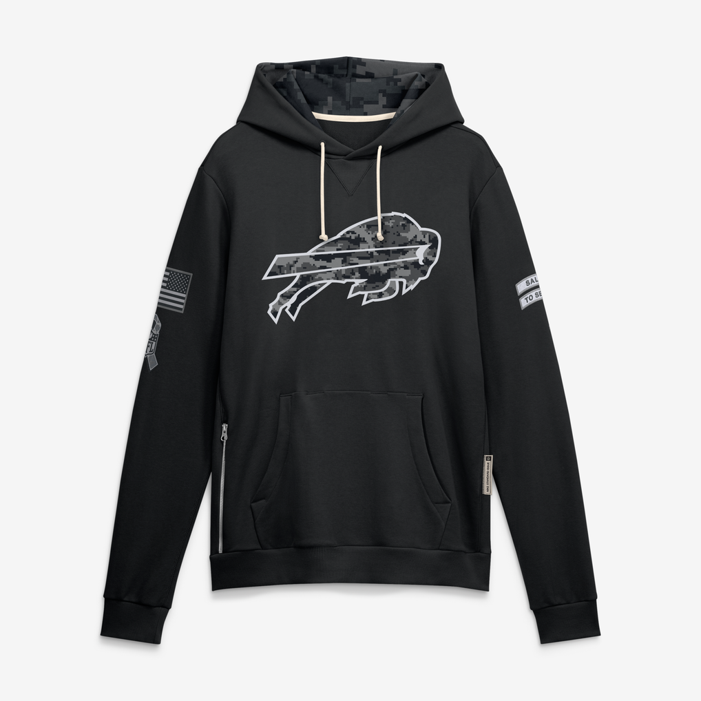 Punc B.Bills Black 2026 Salute to Service Sideline Dri-FIT Pullover Hoodie Jerseys