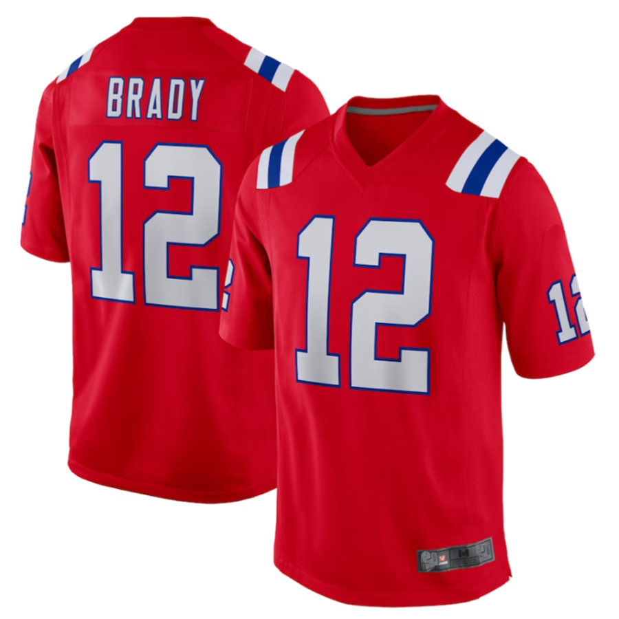Punc NE.Patriots #12 Tom Brady Player Red Game Stitched Jerseys