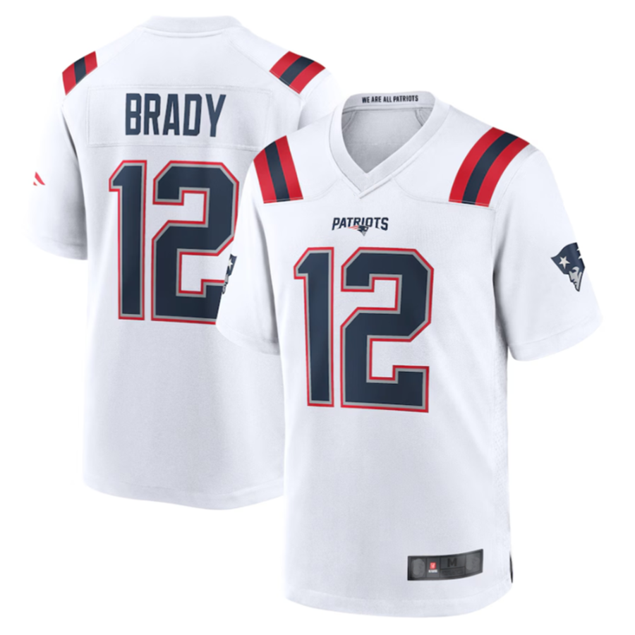 Punc NE.Patriots #12 Tom Brady Player White Game Stitched Jerseys