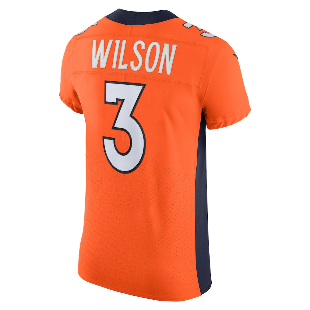 Punc D.Broncos #3 Russell Wilson Orange Vapor Elite Jersey