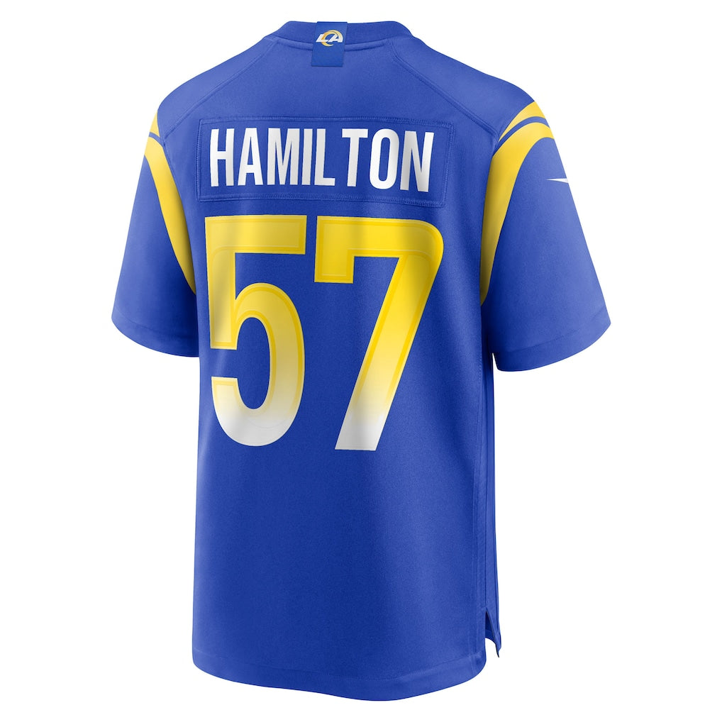 Punc LA.Rams #57 Ty Hamilton Royal Team Game Jersey