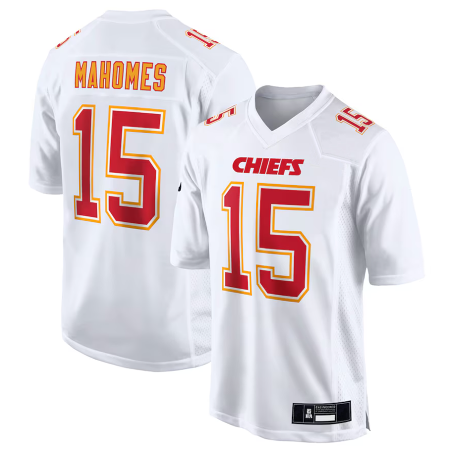 Punc #15 Patrick Mahomes Player KC.Chiefs Carbon White Fashion Game Stitched Jerseys