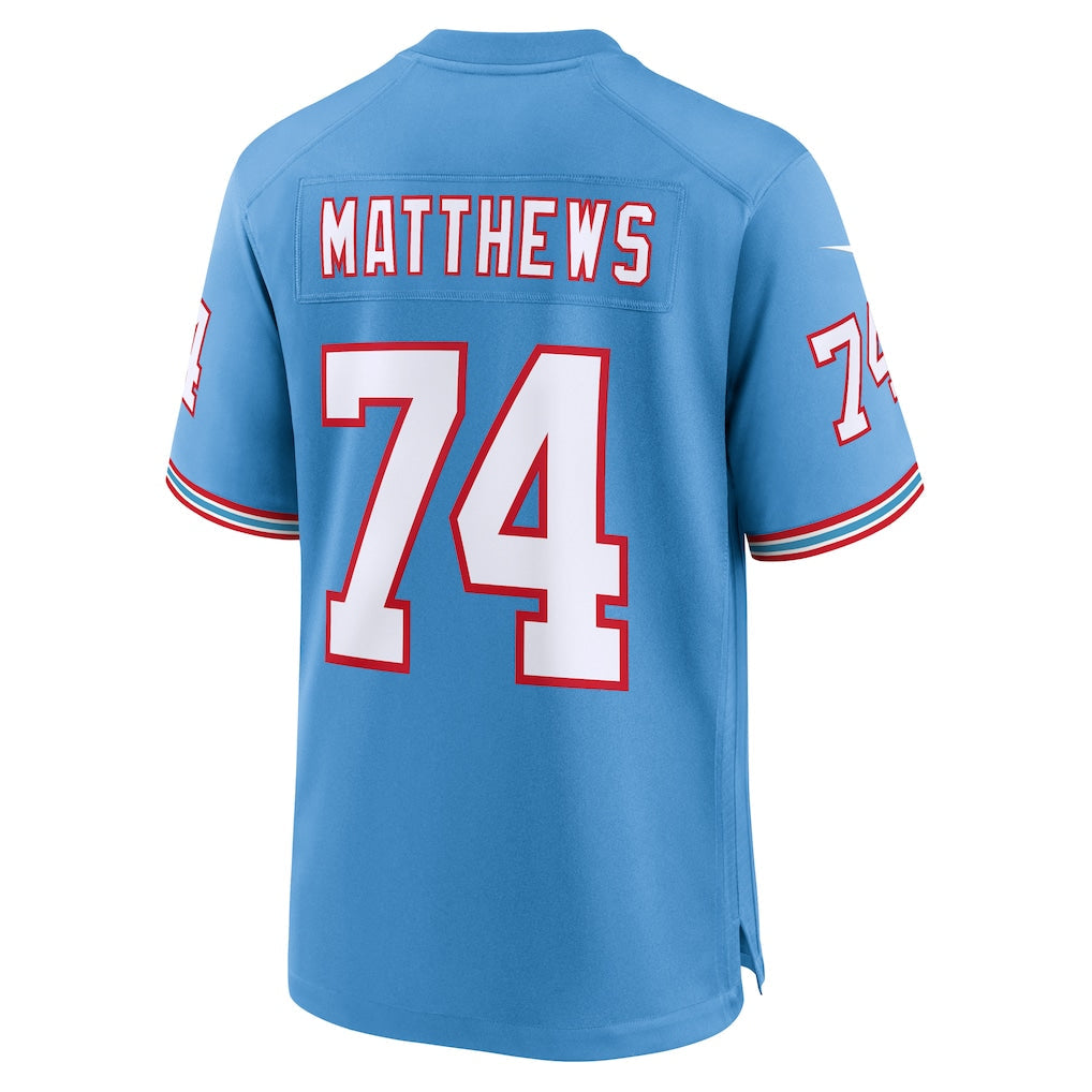 Punc T.Titans #74 Bruce Matthews Light Blue Retired Player Alternate Game Jersey