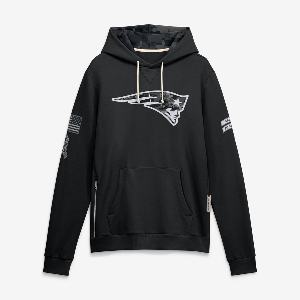 Punc NE.Patriots Black 2026 Salute to Service Sideline Dri-FIT Pullover Hoodie Jerseys