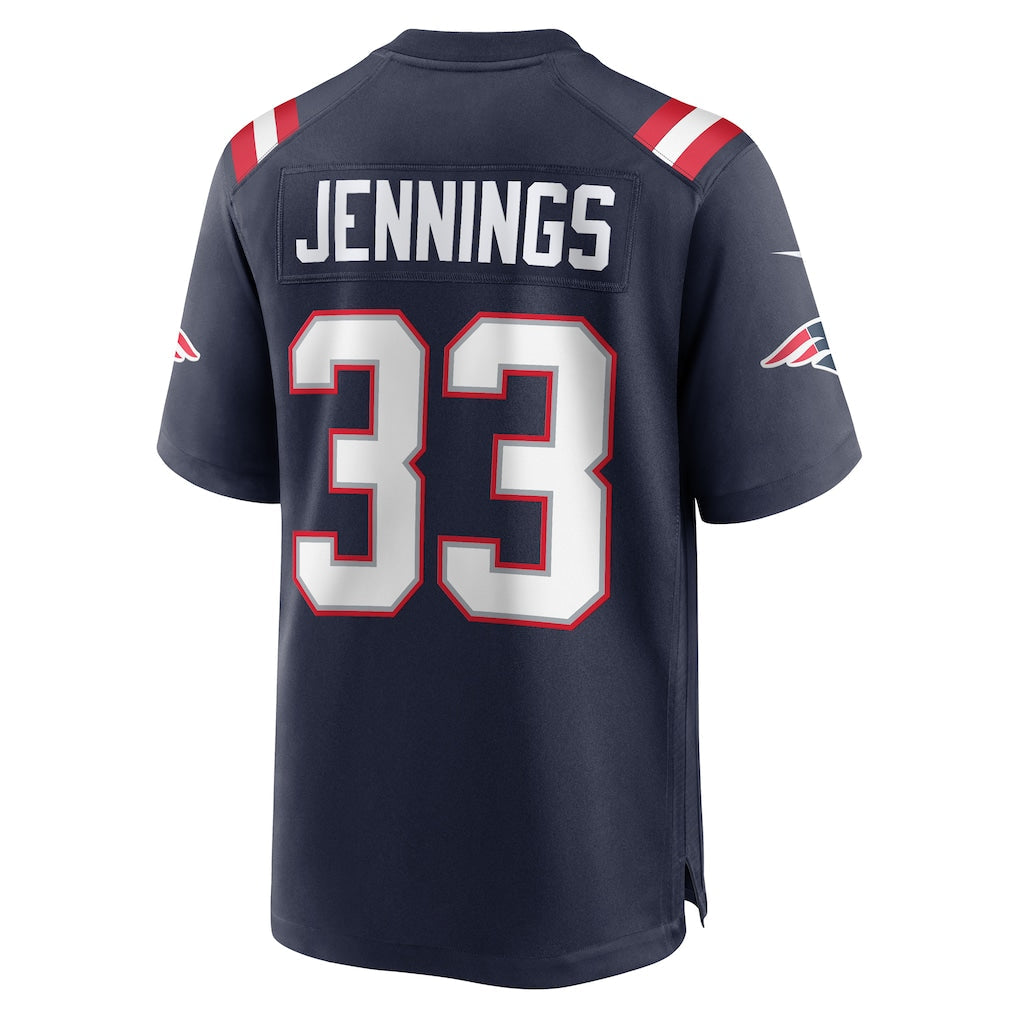 Punc NE.Patriots #33 Anfernee Jennings Navy Team Game Jersey