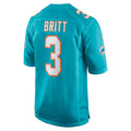 Punc M.Dolphins #3 K.J. Britt Aqua Team Game Jersey