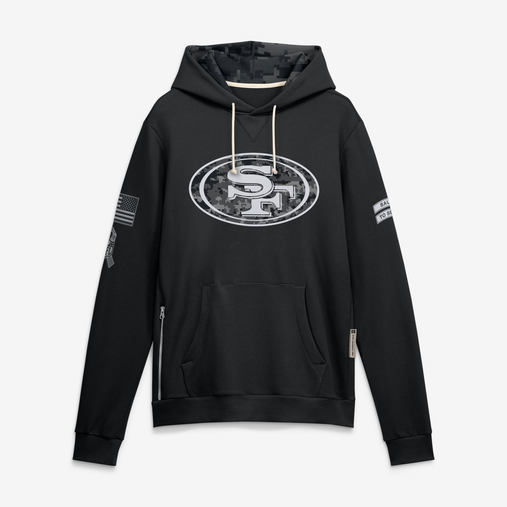 Punc SF.49ers Black 2026 Salute to Service Sideline Dri-FIT Pullover Hoodie Jerseys