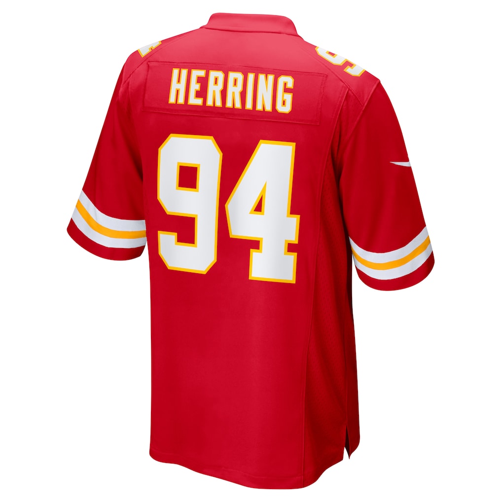 Punc KC.Chiefs #94 Malik Herring Red Team Game Player Jersey
