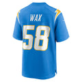 Punc LA.Chargers #58 Marlowe Wax Powder Blue Team Game Jersey