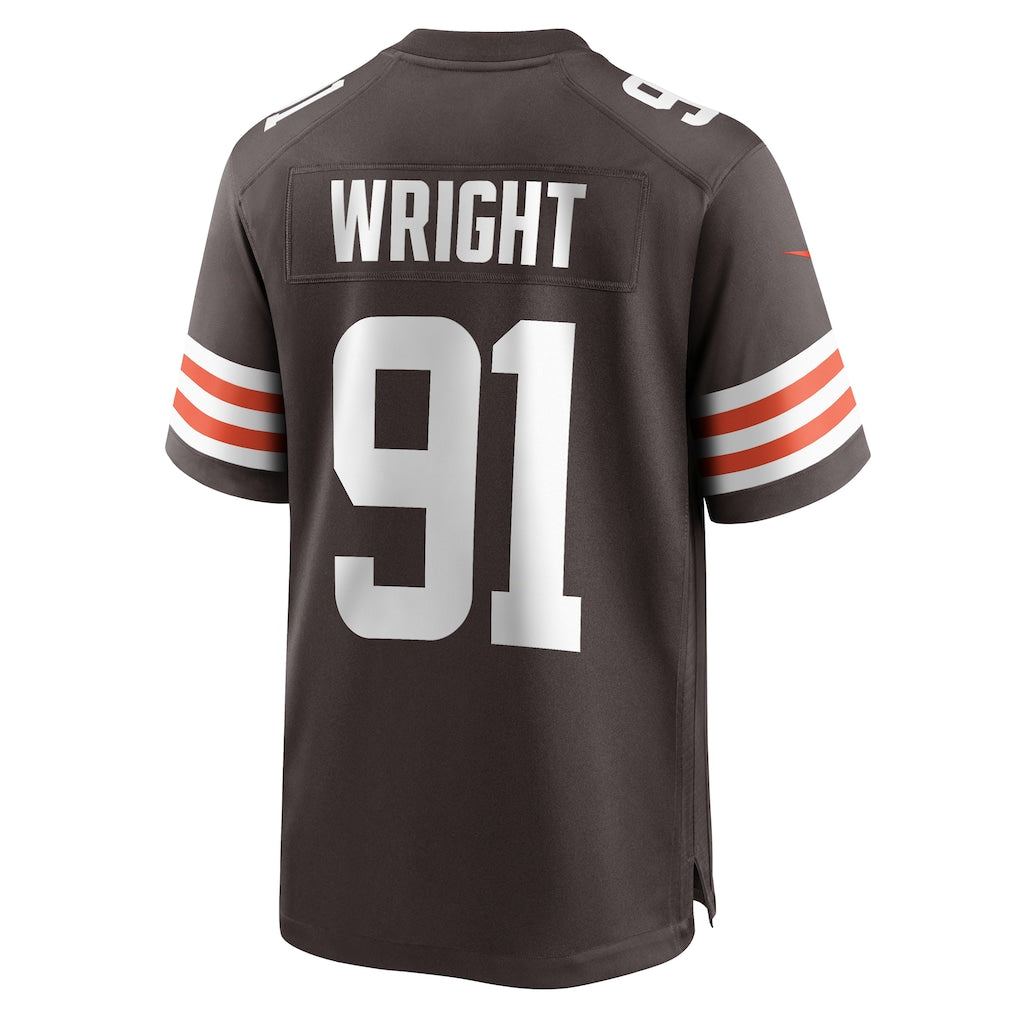 Punc C.Browns #91 Alex Wright Brown Team Game Jersey