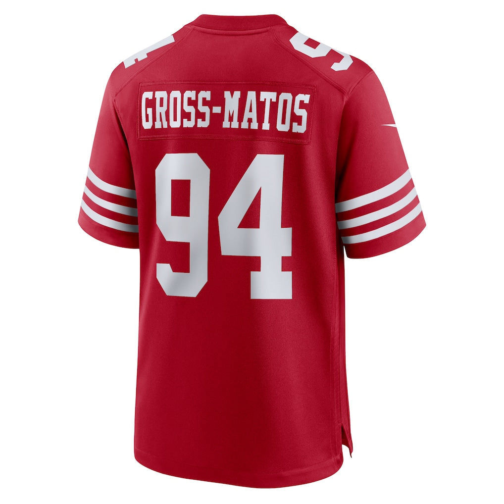 Punc SF.49ers #94 Yetur Gross-Matos Scarlet Team Game Jersey