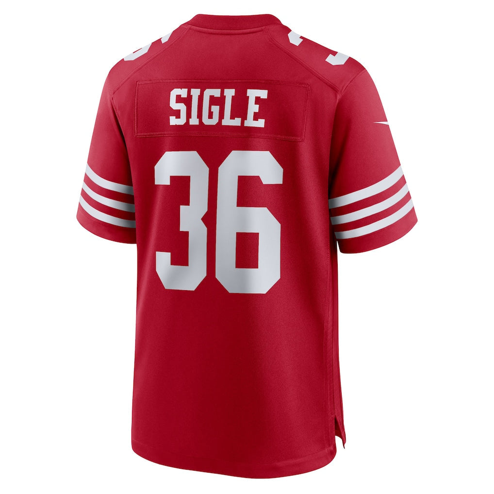 Punc SF.49ers #36 Marques Sigle Scarlet Team Game Jersey