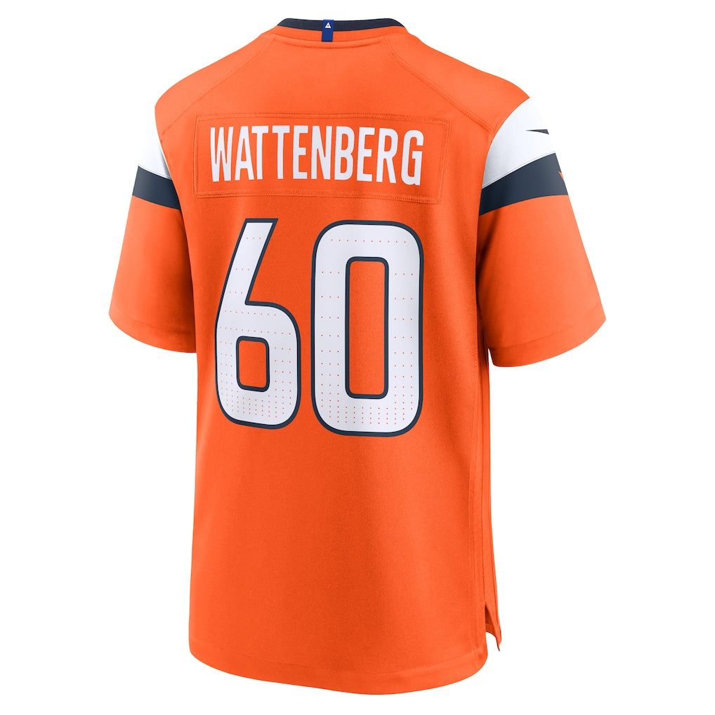 Punc D.Broncos #60 Luke Wattenberg Orange Team Game Jersey