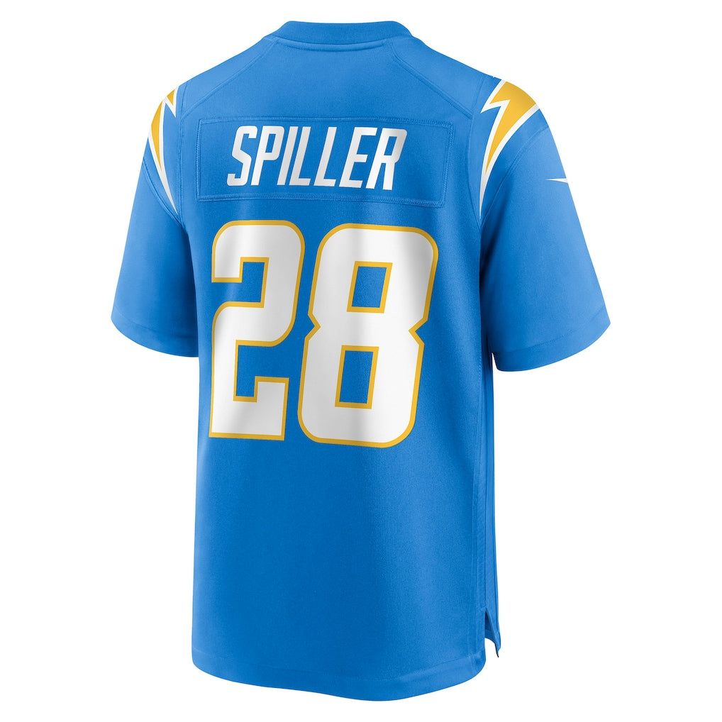 Punc LA.Chargers #28 Isaiah Spiller Powder Blue Team Game Jersey