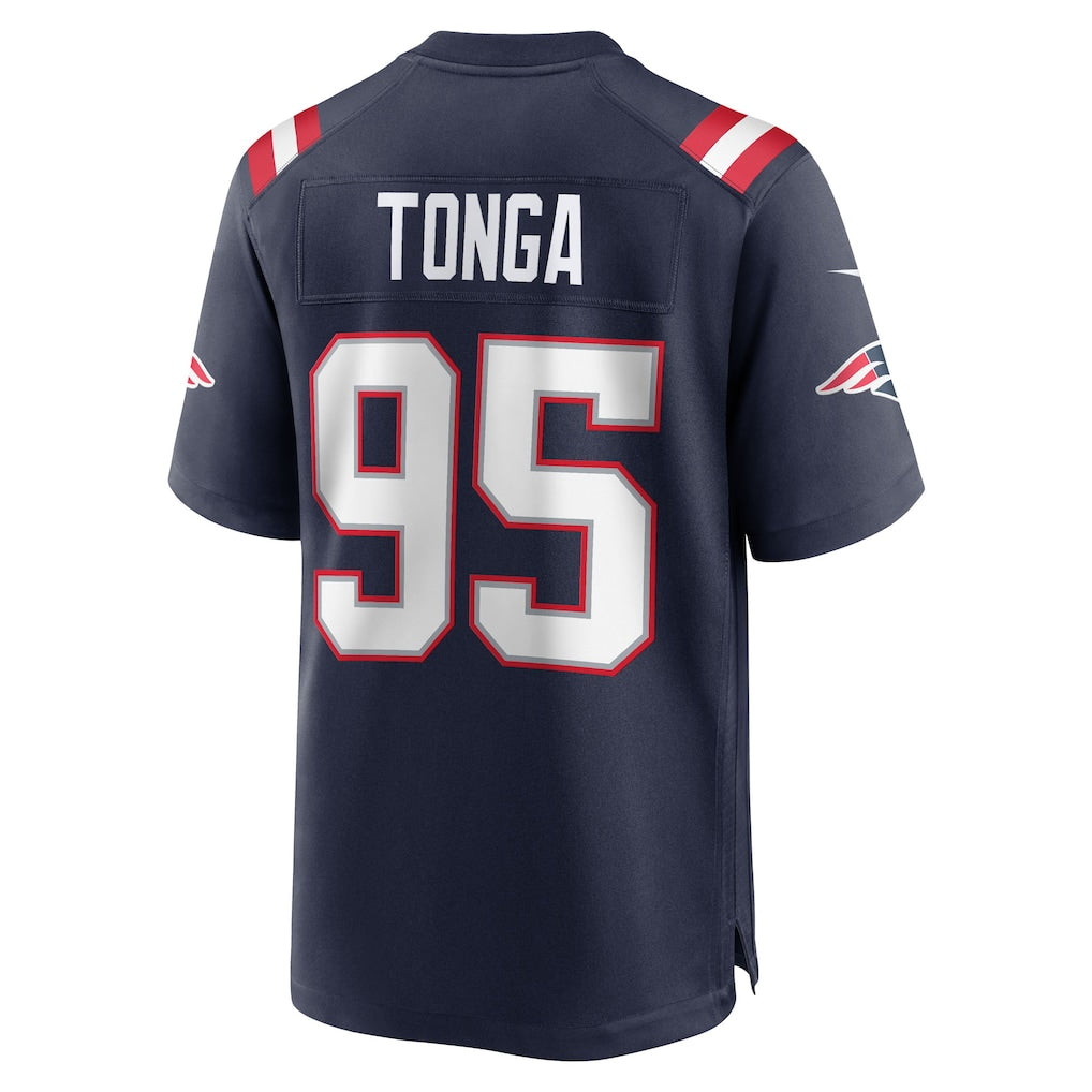 Punc NE.Patriots #95 Khyiris Tonga Navy Team Game Jersey