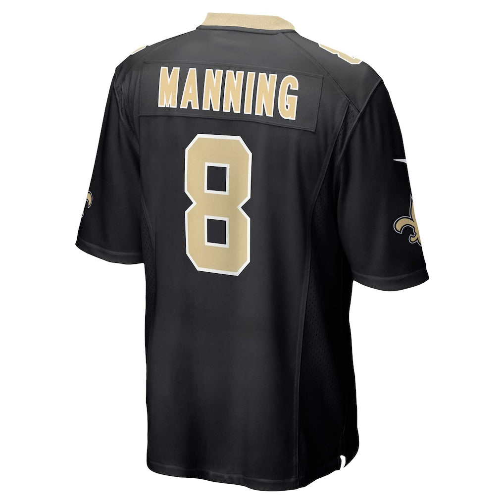 Punc NO.Saints #8 Archie Manning Black Retired Player Game Jersey