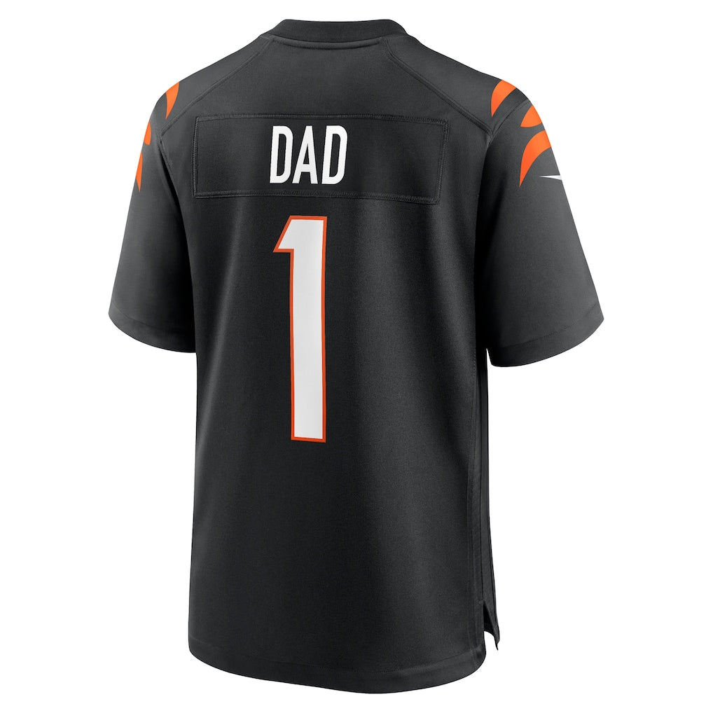 Punc C.Bengals #1 Dad Black Game Jersey