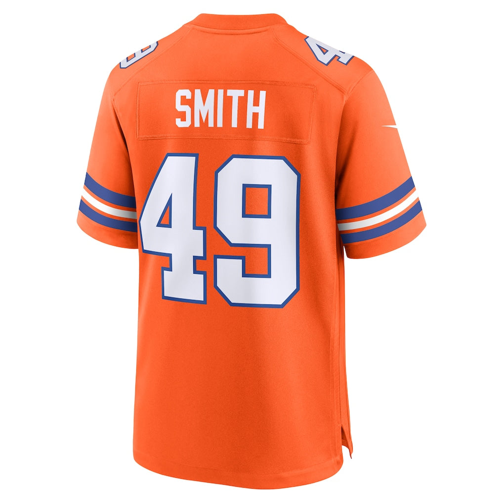 Punc D.Broncos #49 Dennis Smith Orange Player Game Jersey