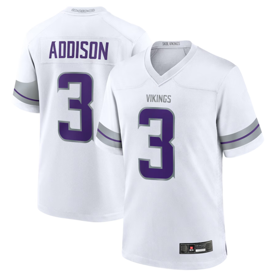 Punc #3 Jordan Addison Player MN.Vikings White Alternate Game Stitched Jerseys