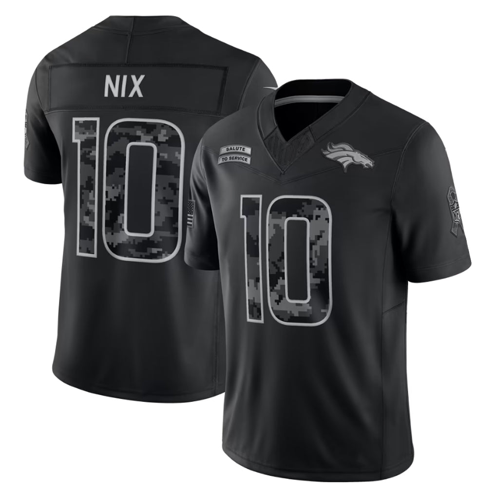 Punc D.Broncos #10 Bo Nix Player Black Limited 2026 Salute to Service Home Game Stitched Jerseys
