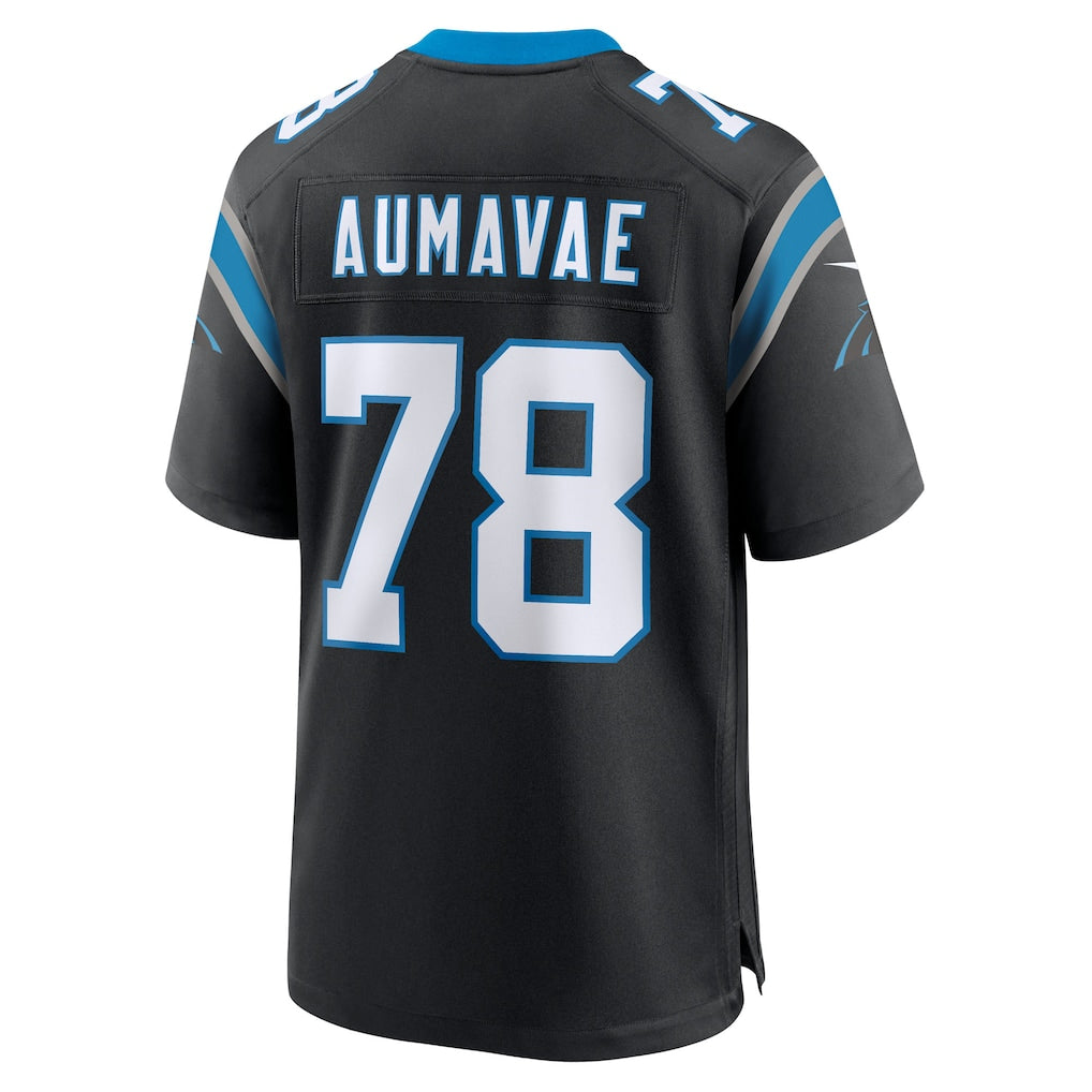 Punc C.Panthers #78 Popo Aumavae Black Team Game Jersey