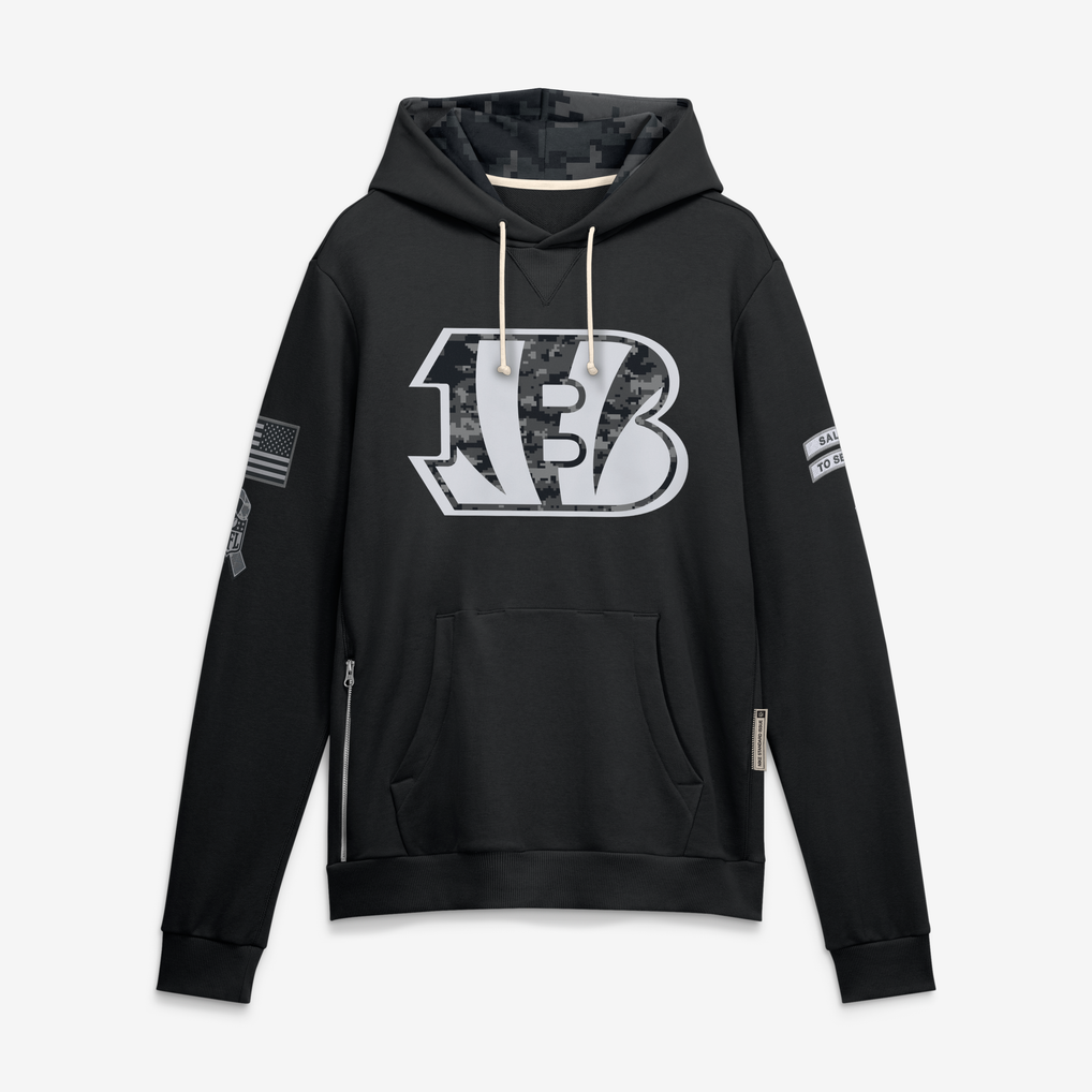 Punc C.Bengals Black 2026 Salute to Service Sideline Dri-FIT Pullover Hoodie Jerseys