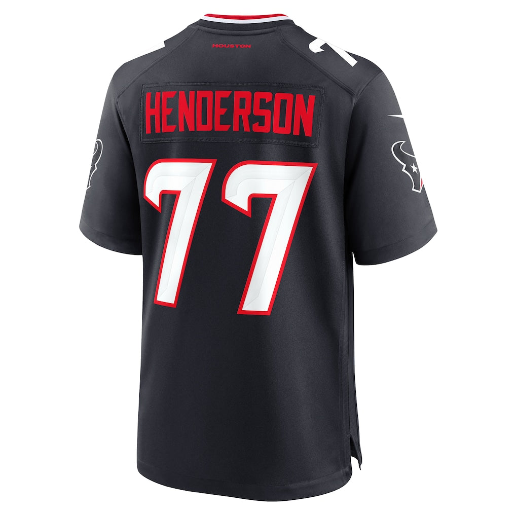 Punc H.Texans #77 LaDarius Henderson Navy Team Game Jersey