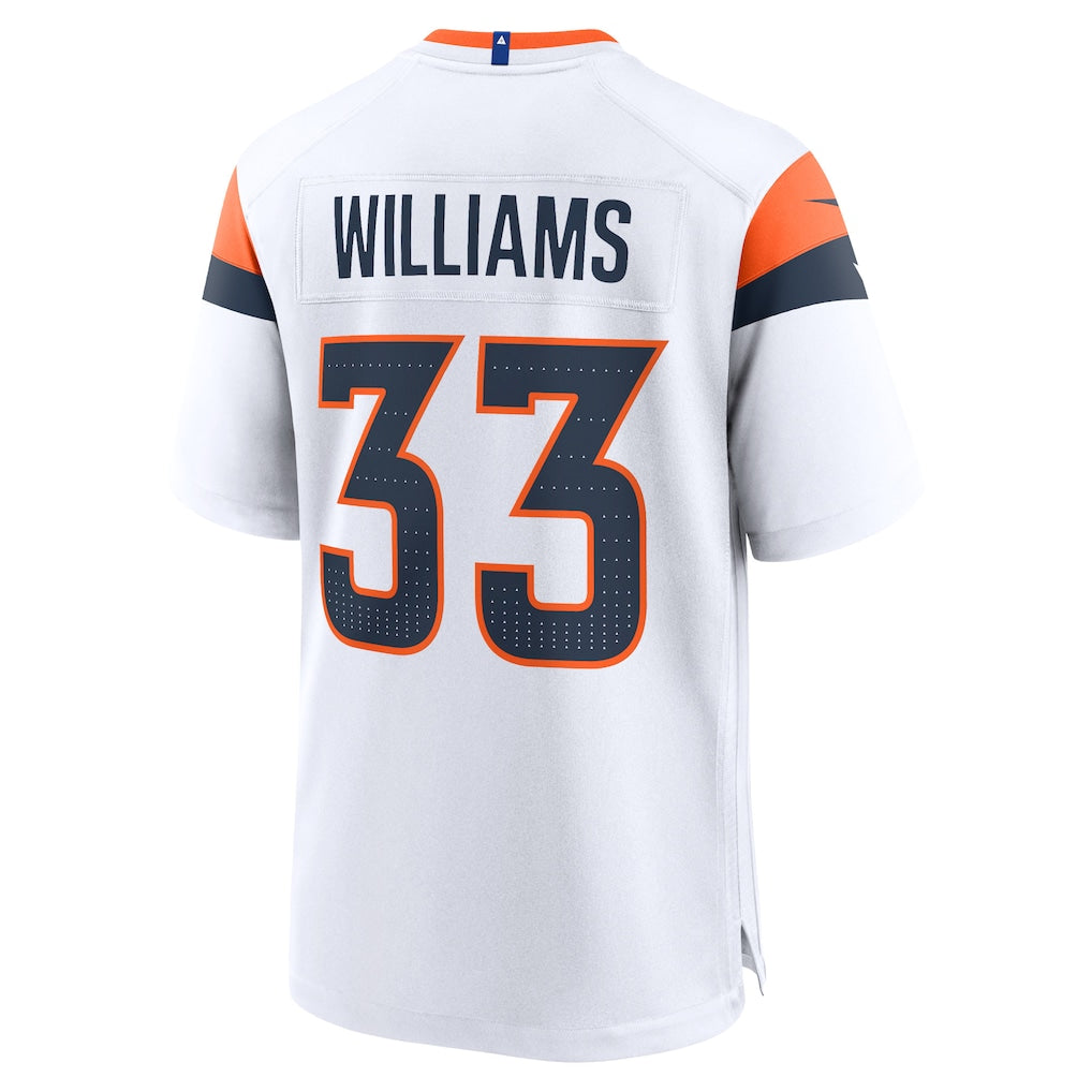 Punc D.Broncos #33 Javonte Williams White Mile High Collection Game Jersey