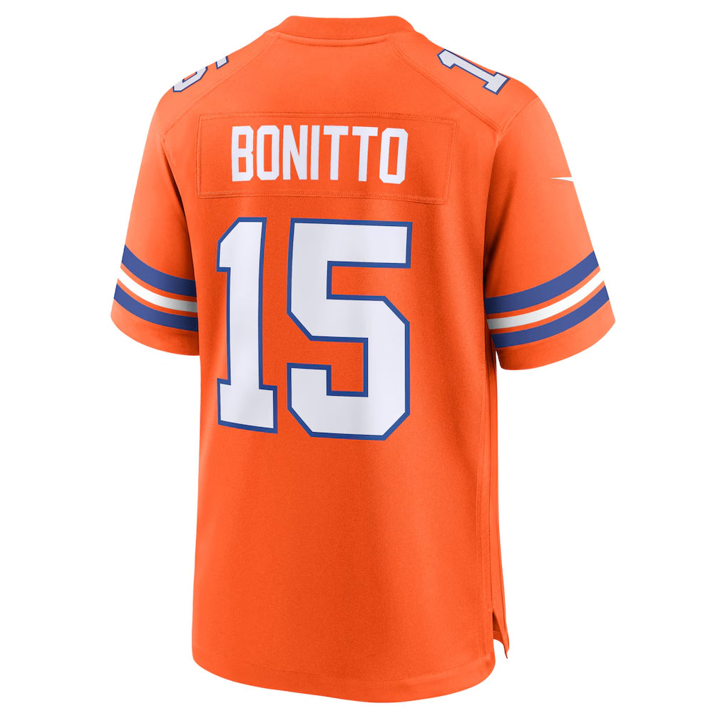 Punc D.Broncos #15 Nik Bonitto Player Orange Collection Throwback Game Stitched Jerseys