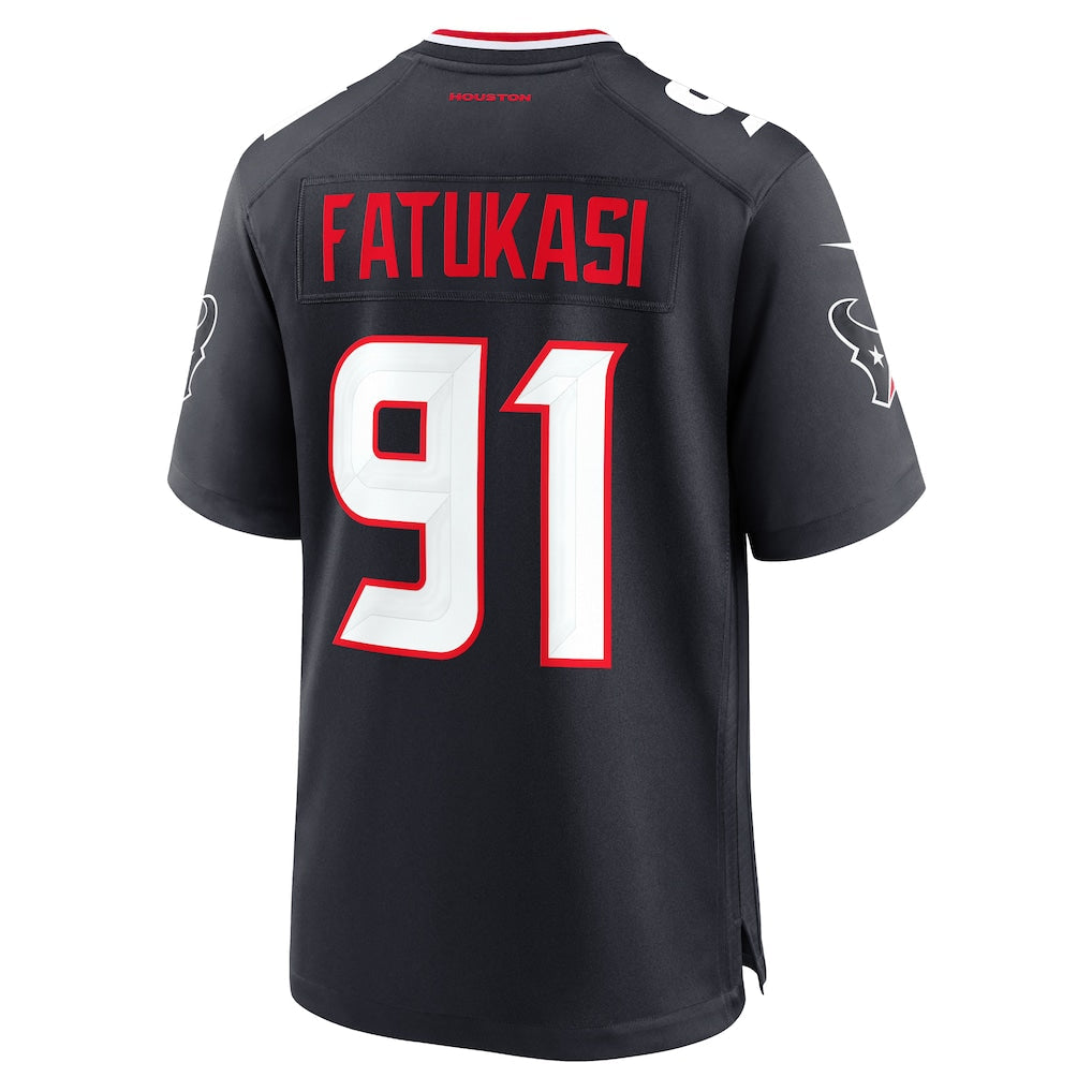 Punc H.Texans #91 Folorunso Fatukasi Navy Team Game Jersey