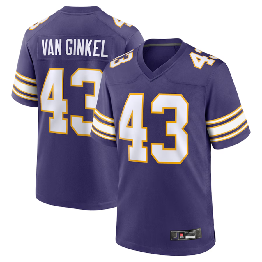 Punc #43 Andrew Van Ginkel Player MN.Vikings Purple Game Stitched Jerseys