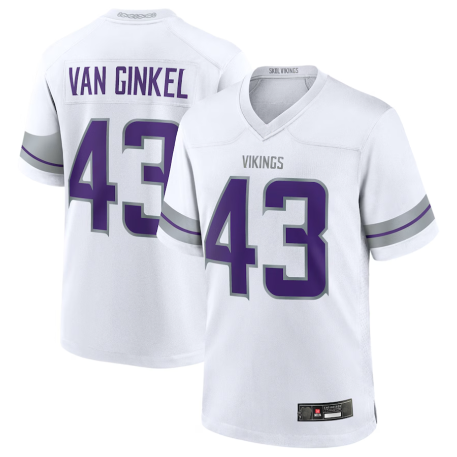 Punc #43 Andrew Van Ginkel Player MN.Vikings White Alternate Game Stitched Jerseys