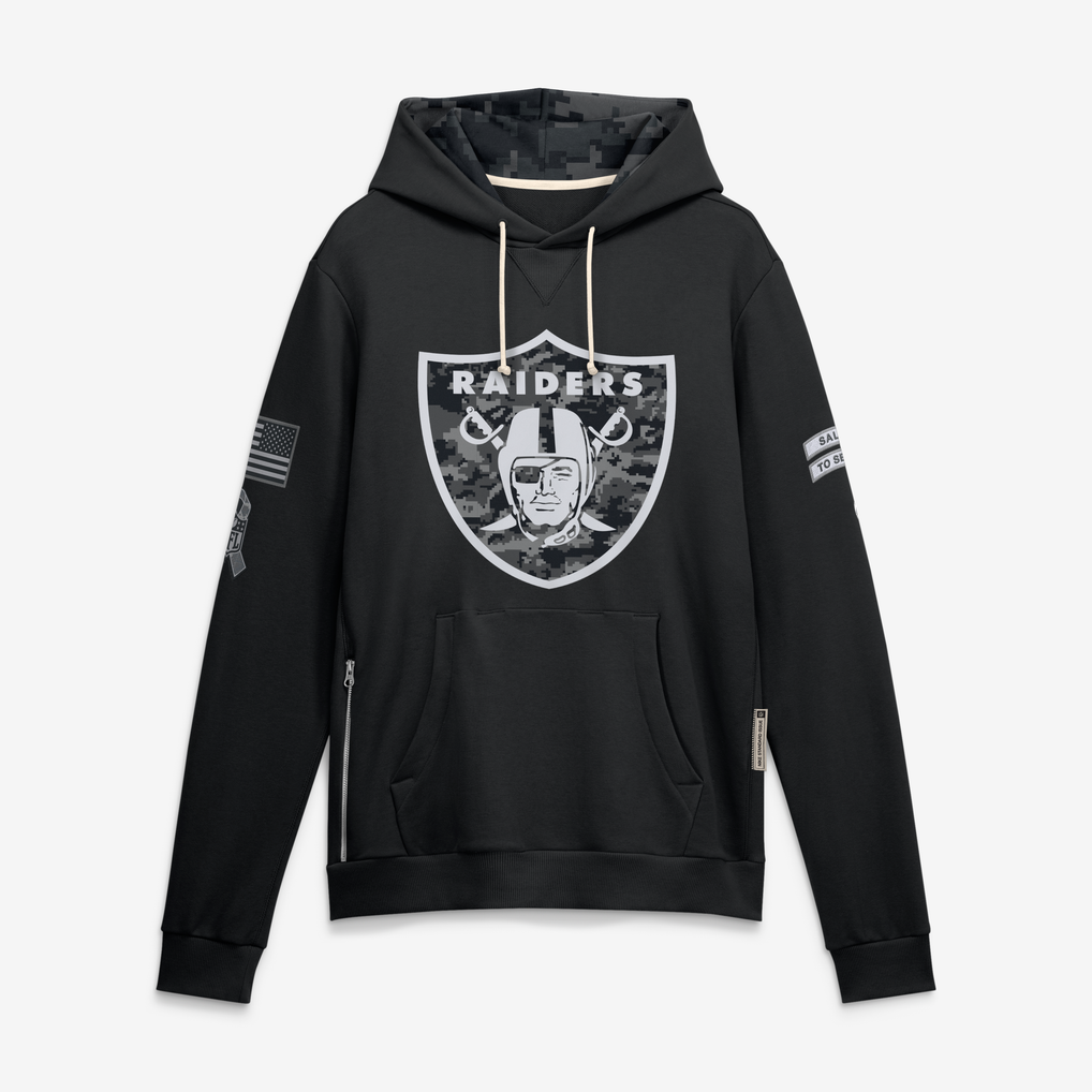 Punc LV.Raiders Black 2026 Salute to Service Sideline Dri-FIT Pullover Hoodie Jerseys