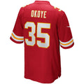 Punc KC.Chiefs #35 Christian Okoye Red Game Retired Player Jersey