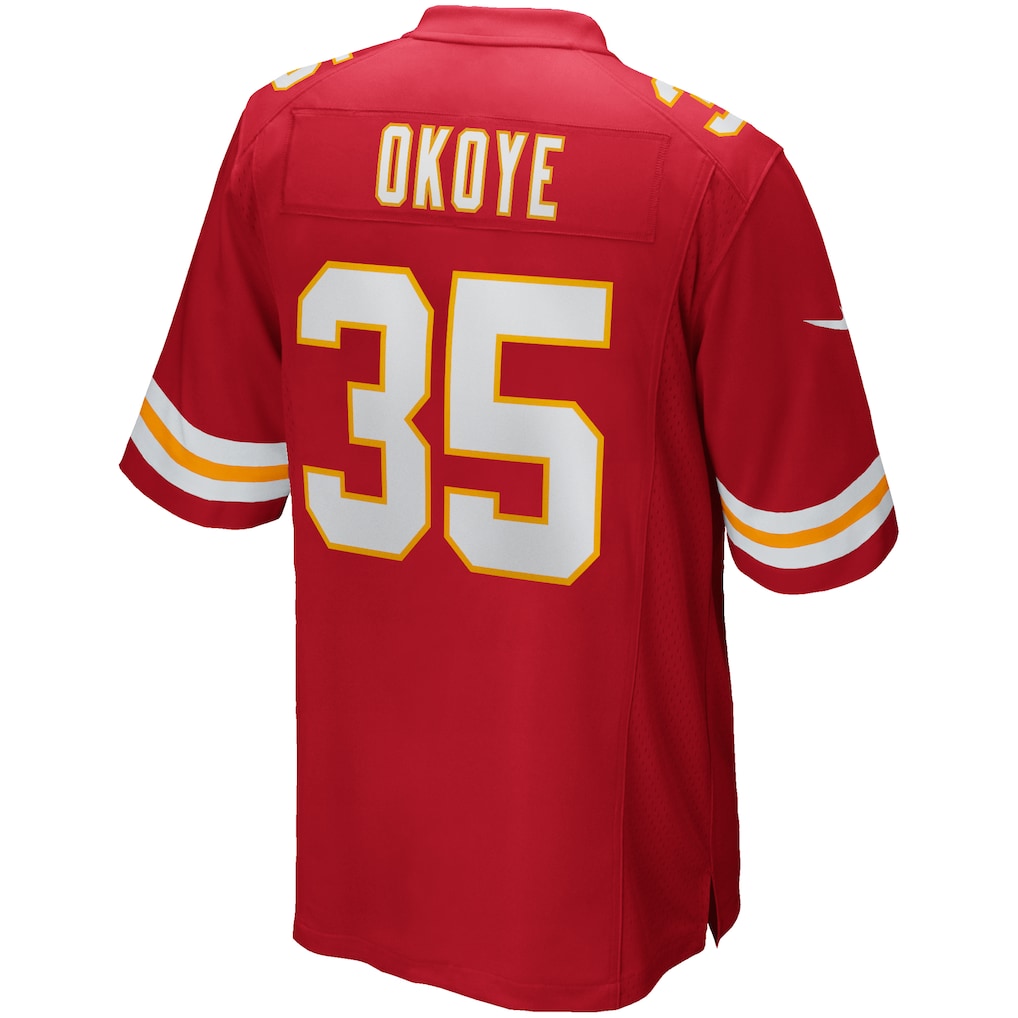 Punc KC.Chiefs #35 Christian Okoye Red Game Retired Player Jersey