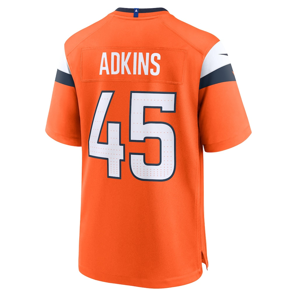Punc D.Broncos #45 Nate Adkins Orange Team Game Jersey