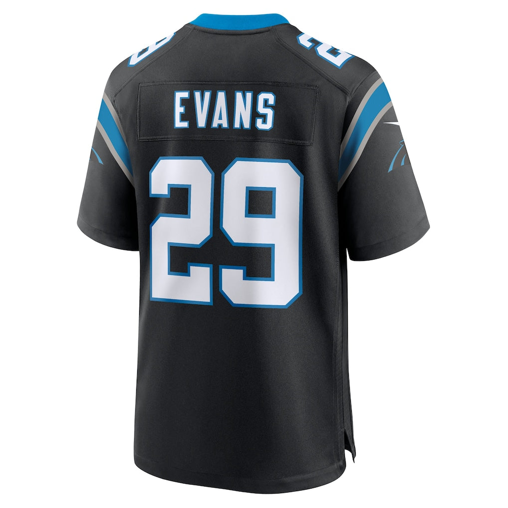 Punc C.Panthers #29 Akayleb Evans Black Team Game Jersey