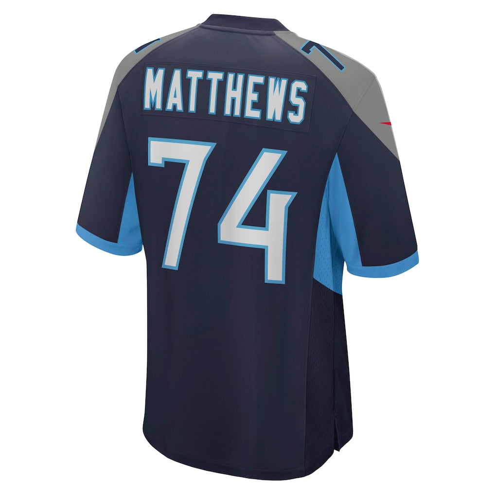 Punc T.Titans #74 Bruce Matthews Navy Retired Player Jersey