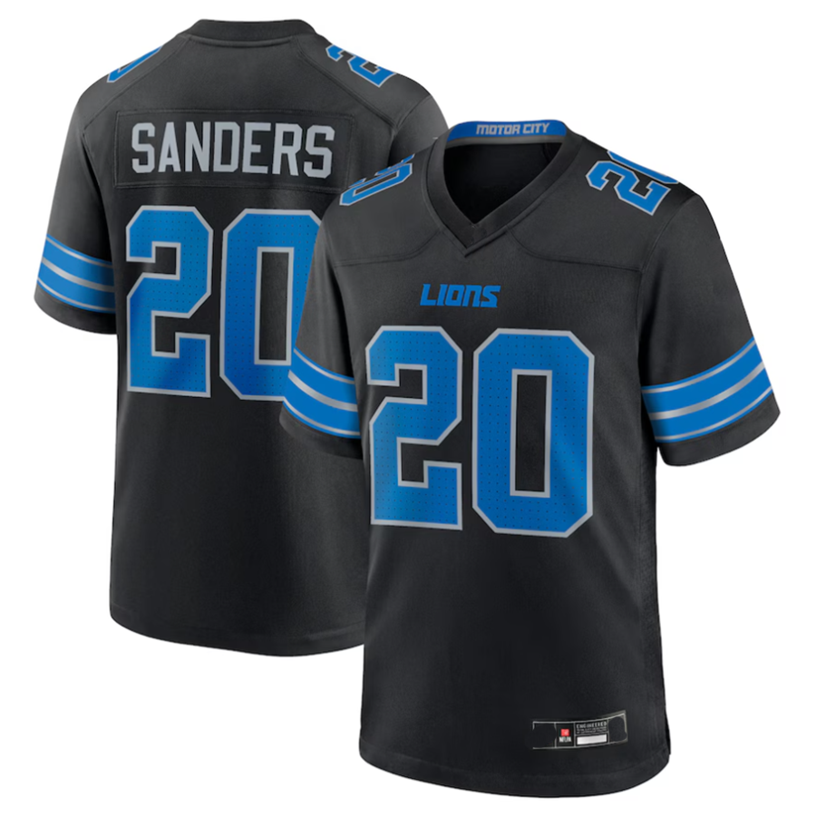 Punc D.Lions #20 Barry Sanders Player Black Game Stitched Jerseys
