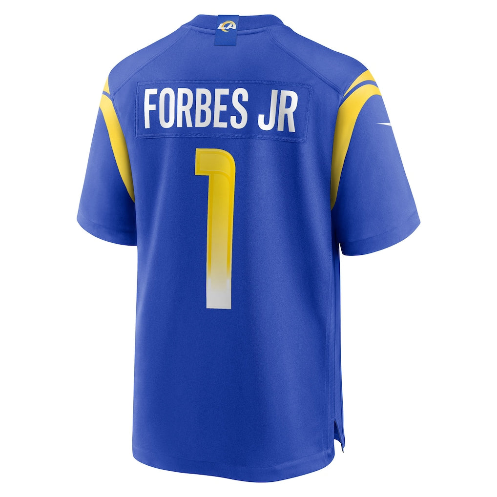 Punc LA.Rams #1 Emmanuel Forbes Jr. Royal Team Game Jersey