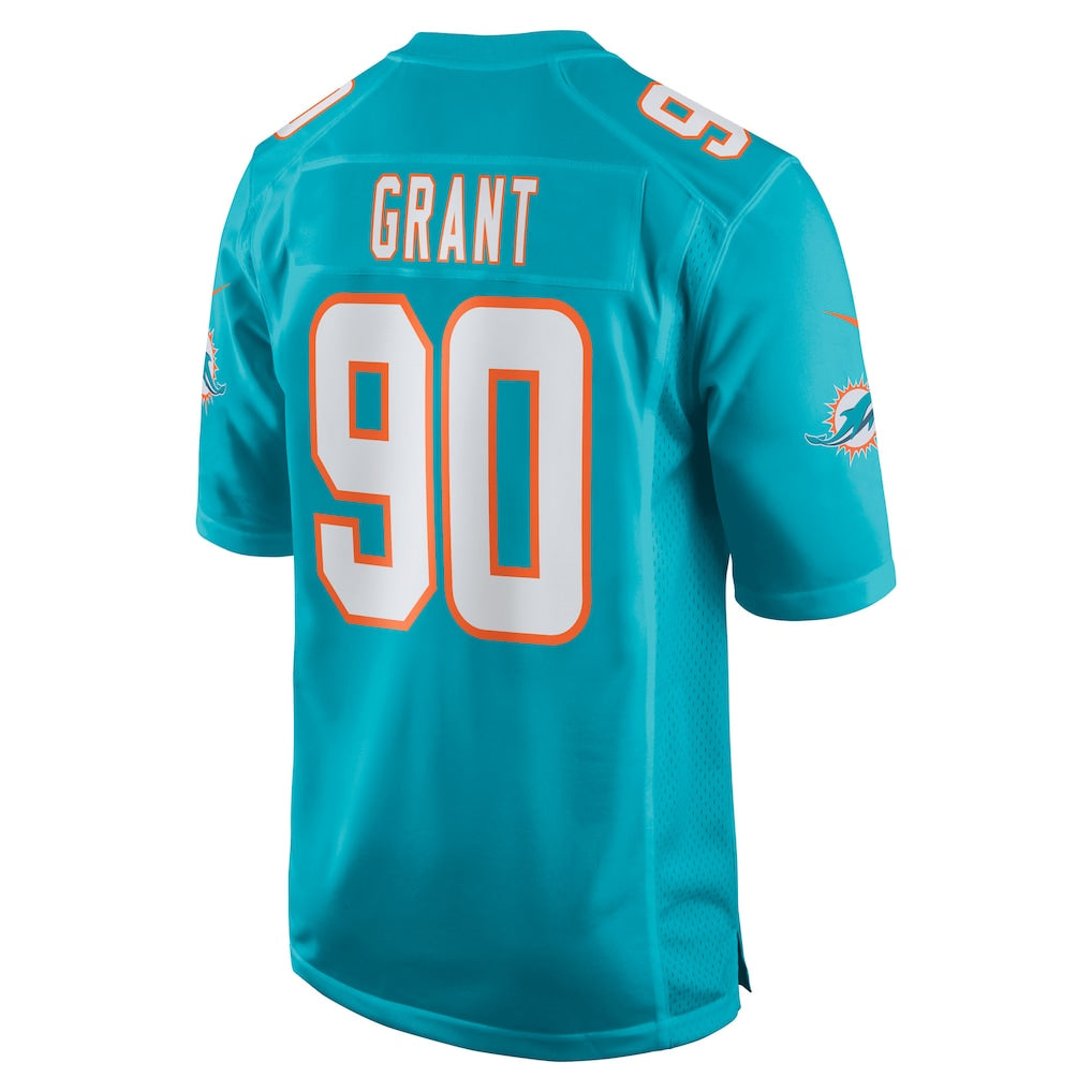 Punc M.Dolphins #90 Kenneth Grant Aqua 2025 NFL Draft First Round Pick Game Jersey